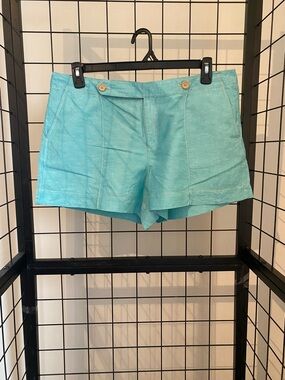 LOFT Aqua Linen-Blend Bermuda Shorts